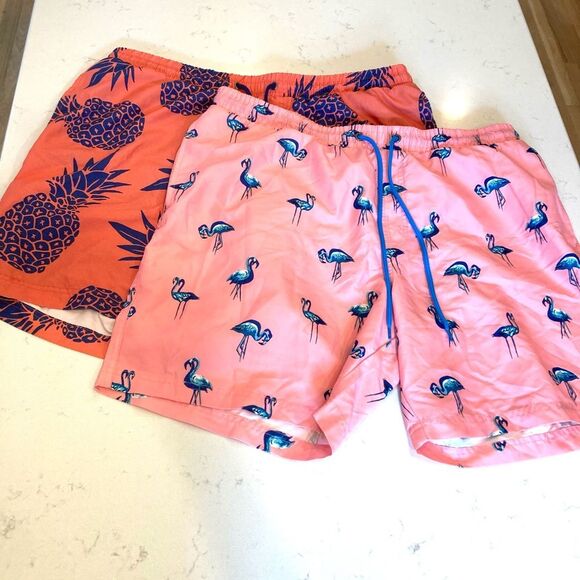 Charter Club Bundle Two Mesh Lined Pineapple Flamingo Pocket Swim Trunks XL - Picture 1 of 11